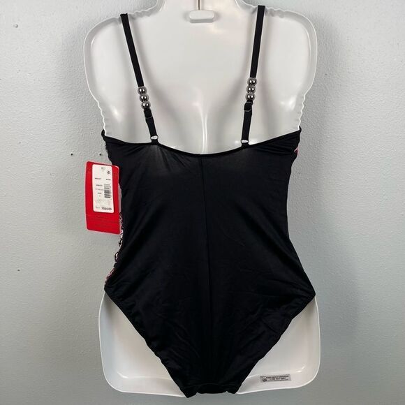 NWT Magic Suit Plum Red and Black One Piece Swim Suit Size 8 - Picture 4 of 8